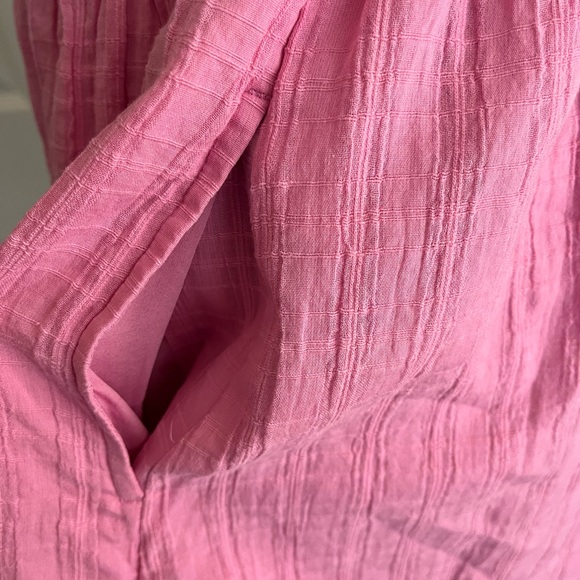 🎀 American Eagle Pink Cotton/Linen Short Romper with Pockets SIZE MEDIUM - Picture 3 of 5